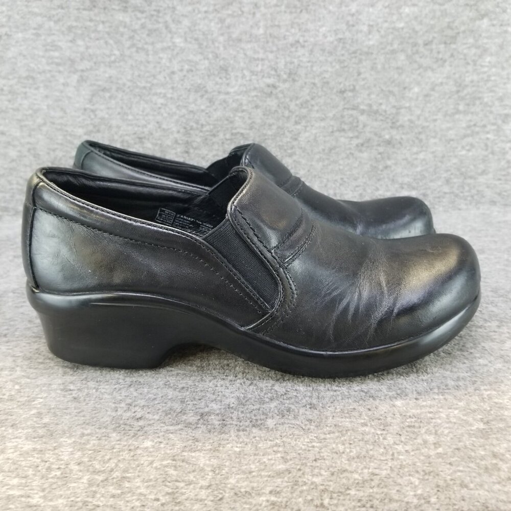 ✅Ariat Sutter Clogs Black Leather Slip On Work Shoes Women's Size 11B 10006805